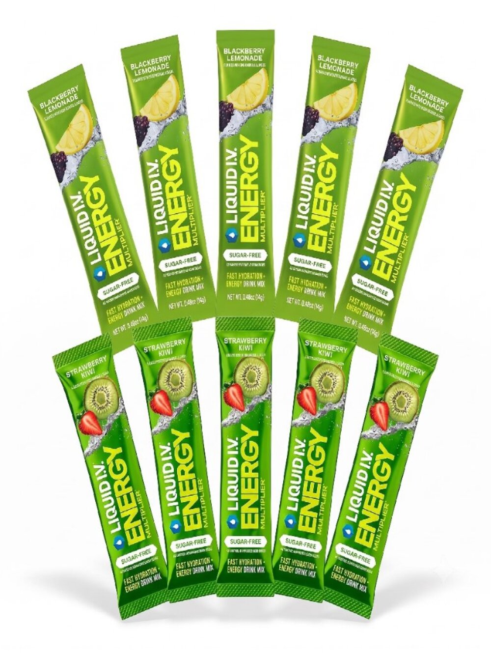 Energy Drink Mix Variety Pack 10 Sticks Blackberry Strawberry Kiwi 5 of each